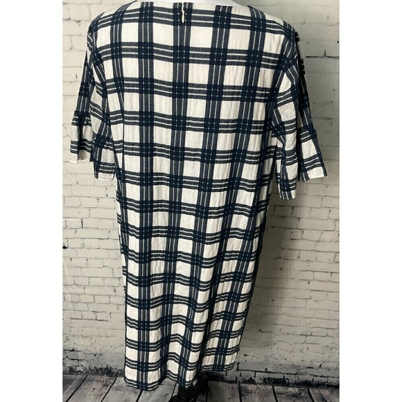 Madewell Blue White Plaid Ruffle Sleeve Babydoll Dress Popover Mini Size 12 - Picture 10 of 14